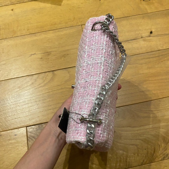 Badgley Mischka pink tweed crossbody purse - Picture 8 of 14